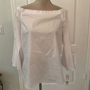 Zac & Rachel White Cotton Cold Shoulder 3/4 Sleeve size M (NWT)